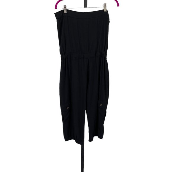 Cache Strapless Cargo Romper Jumpsuit Small Womens Capri Pant Suit Chest Pockets - Picture 2 of 8